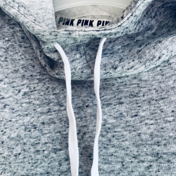 PINK Victoria’s Secret  GRAY & WHITE HOODED CROPPED SWEATSHIRT  Size XS - Picture 3 of 12